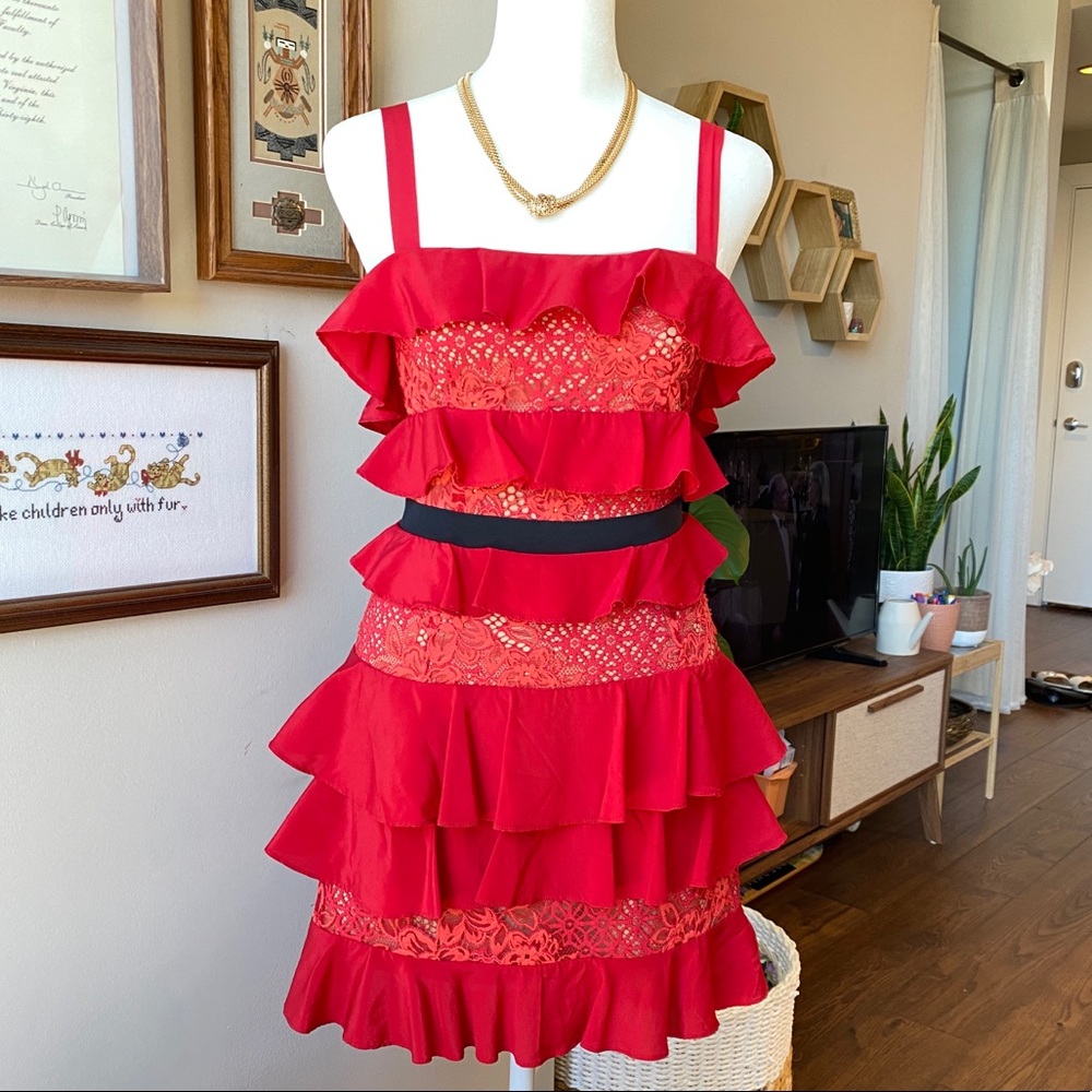 For Love and Lemons Chianti Ruffle Mini Dress
